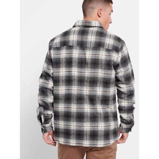 FUNKY BUDDHA FBM008-080-05 ANTHRACITE Oversized καρό overshirt πουκάμισο