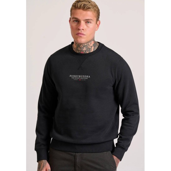 FUNKY BUDDHA FBM010-010-06 BLACK φούτερ με logo