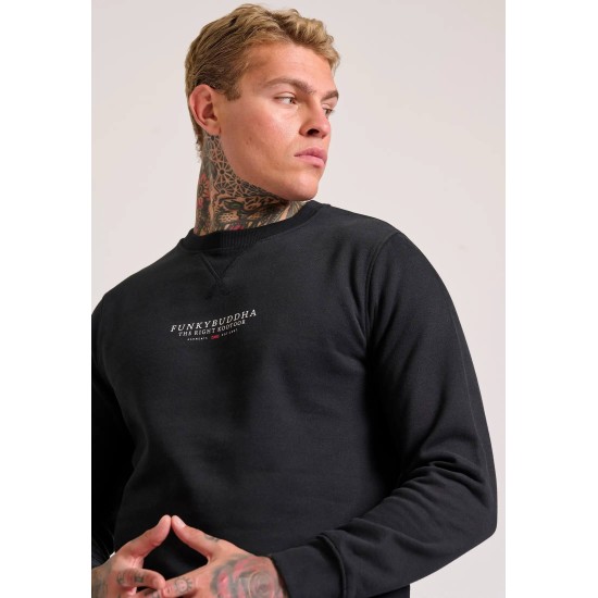 FUNKY BUDDHA FBM010-010-06 BLACK φούτερ με logo