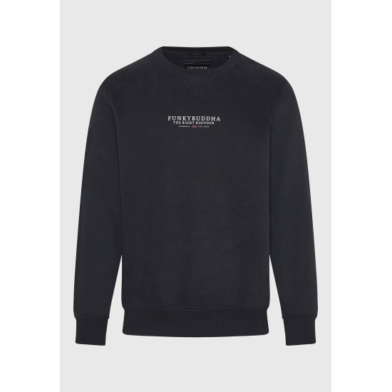FUNKY BUDDHA FBM010-010-06 BLACK φούτερ με logo