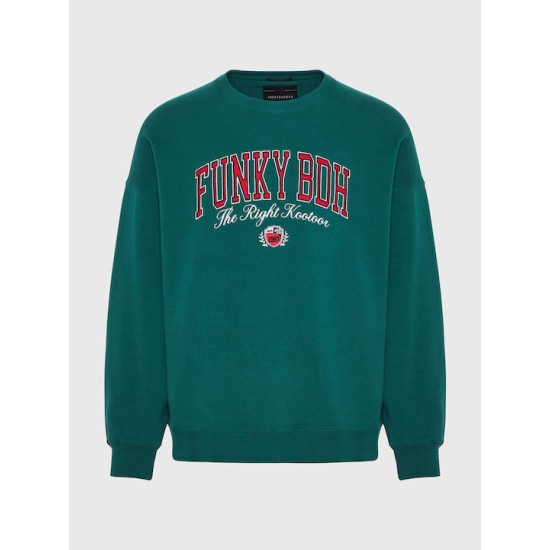 FUNKY BUDDHA FBM010-023-06 DEEP EMERALD Φούτερ με τυπωμένο logo
