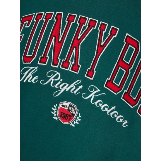 FUNKY BUDDHA FBM010-023-06 DEEP EMERALD Φούτερ με τυπωμένο logo