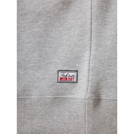 FUNKY BUDDHA FBM010-023-06 LT GREY Φούτερ με τυπωμένο logo