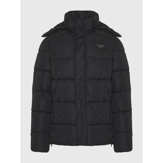 FUNKY BUDDHA FBM010-034-01 BLACK puffer μπουφάν με αποσπώμενη κουκούλα