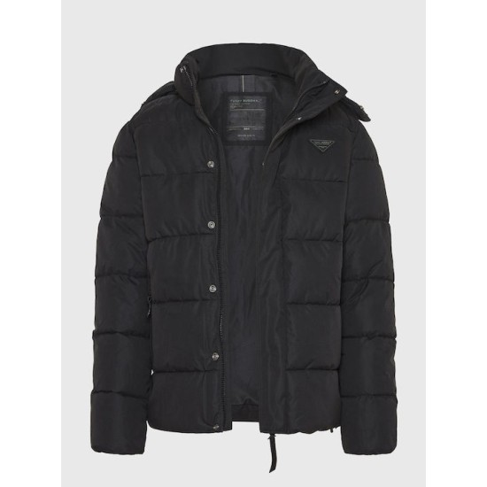 FUNKY BUDDHA FBM010-034-01 BLACK puffer μπουφάν με αποσπώμενη κουκούλα