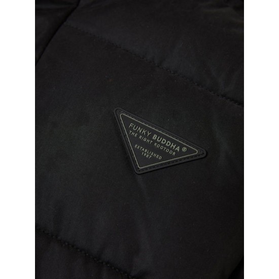 FUNKY BUDDHA FBM010-034-01 BLACK puffer μπουφάν με αποσπώμενη κουκούλα