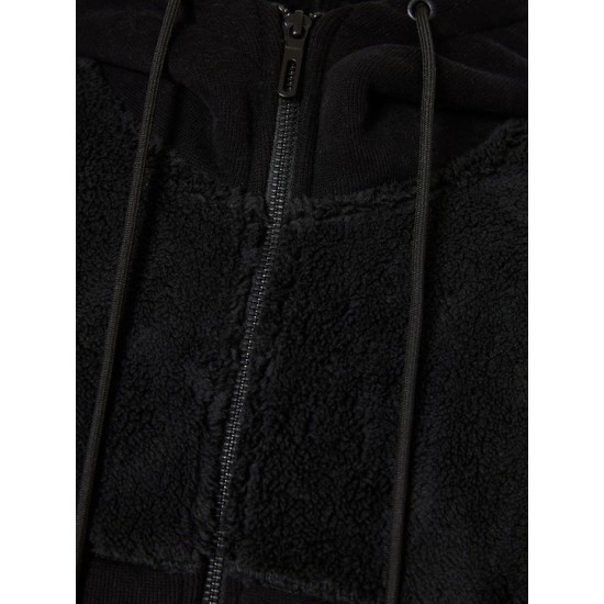 FUNKY BUDDHA FBM010-045-06 BLACK Oversized φούτερ ζακέτα με εσωτερική επένδυση