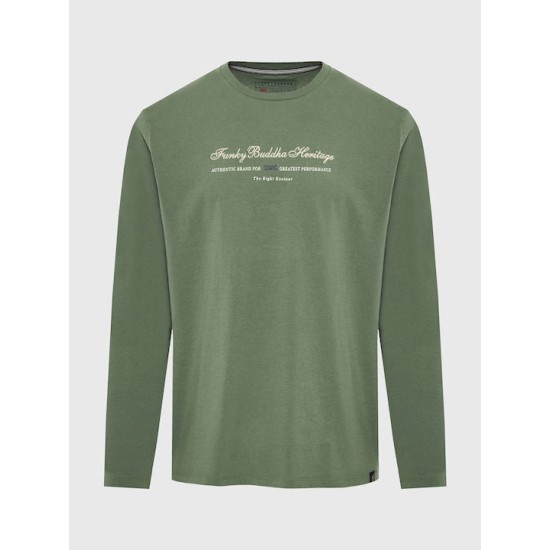 FUNKY BUDDHA FBM010-006-07 DK GREEN Μακρυμάνικη μπλούζα