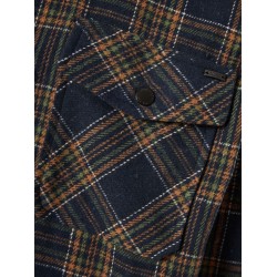 FUNKY BUDDHA FBM010-038-05 DK NAVY Overshirt flannel καρό πουκάμισο με τσέπες