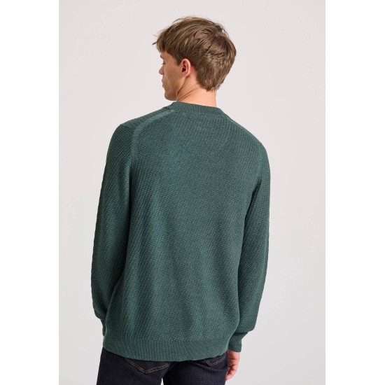 FUNKY BUDDHA FBM010-020-09 GREEN MEL Ανδρικό πουλόβερ με ανάγλυφη υφή