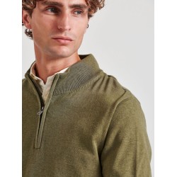 FUNKY BUDDHA FBM010-003-09 CEMENT MEL Πλεκτό πουλόβερ με φερμουάρ στο λαιμό