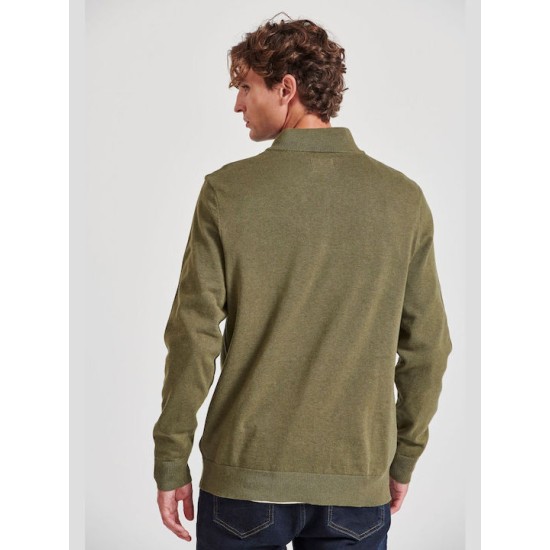 FUNKY BUDDHA FBM010-003-09 CEMENT MEL Πλεκτό πουλόβερ με φερμουάρ στο λαιμό