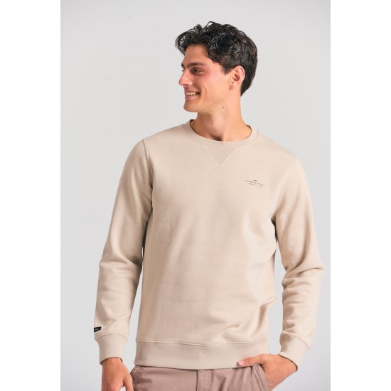 FUNKY BUDDHA FBM012-003-06 GREIGE Φούτερ λαιμόκοψη