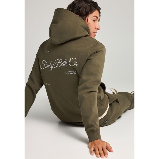 FUNKY BUDDHA FBM012-062-06 DUSTY OLIVE Φούτερ με κουκούλα