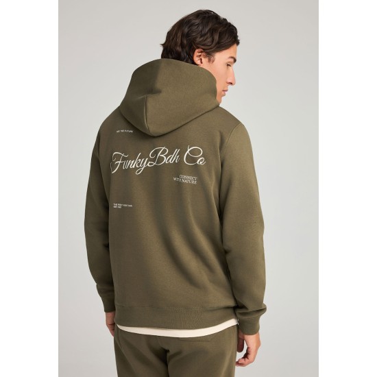 FUNKY BUDDHA FBM012-062-06 DUSTY OLIVE Φούτερ με κουκούλα