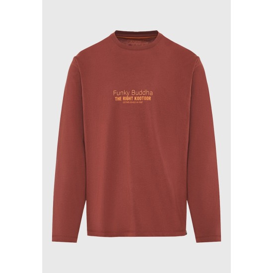 FUNKY BUDDHA FBM012-003-07 HENNA BROWN Μακρυμάνικη μπλούζα
