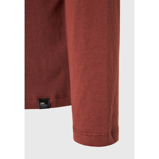 FUNKY BUDDHA FBM012-003-07 HENNA BROWN Μακρυμάνικη μπλούζα