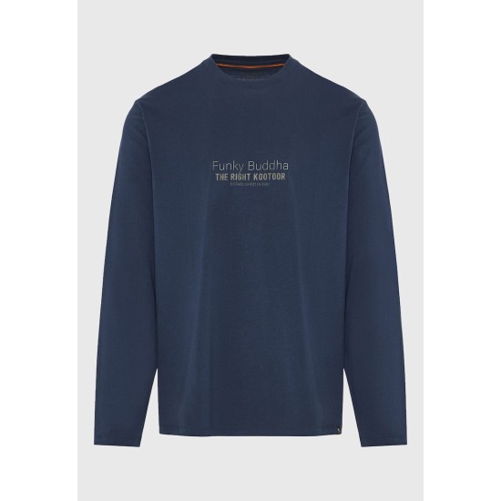 FUNKY BUDDHA FBM012-003-07 NAVY Μακρυμάνικη μπλούζα