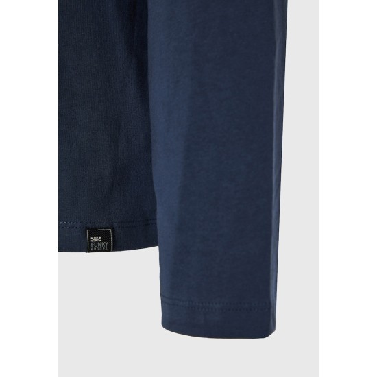 FUNKY BUDDHA FBM012-003-07 NAVY Μακρυμάνικη μπλούζα