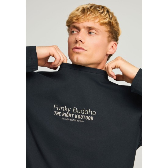FUNKY BUDDHA FBM012-003-07 BLACK Μακρυμάνικη μπλούζα