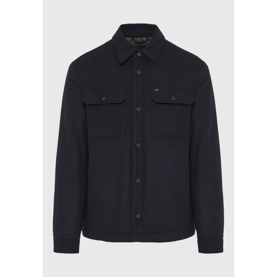 FUNKY BUDDHA FBM012-062-01 NAVY Ανδρικό κλασσικό μπουφάν με γιακά