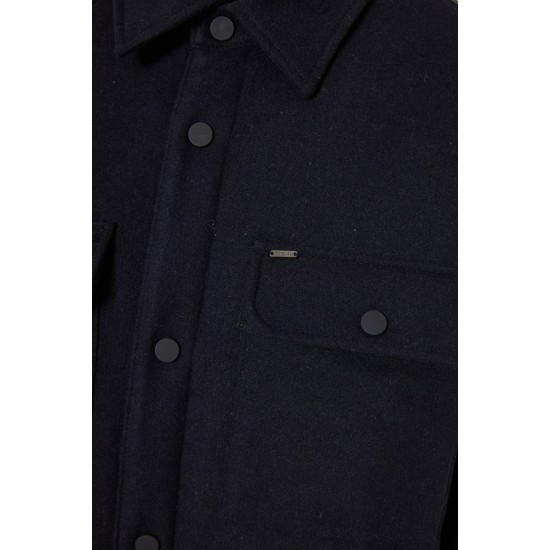 FUNKY BUDDHA FBM012-062-01 NAVY Ανδρικό κλασσικό μπουφάν με γιακά