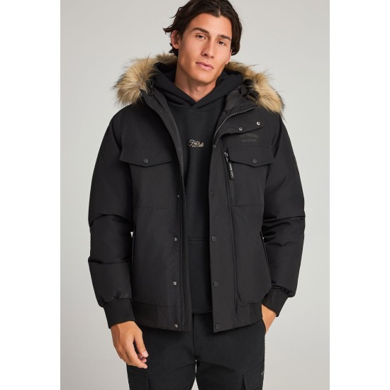 FUNKY BUDDHA FBM012-021-01 BLACK Ανδρικό puffer με αποσπώμενη κουκούλα