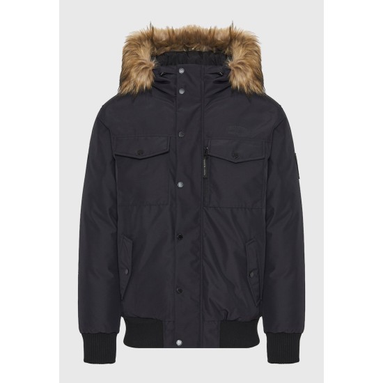 FUNKY BUDDHA FBM012-021-01 BLACK Ανδρικό puffer με αποσπώμενη κουκούλα