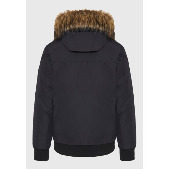 FUNKY BUDDHA FBM012-021-01 BLACK Ανδρικό puffer με αποσπώμενη κουκούλα