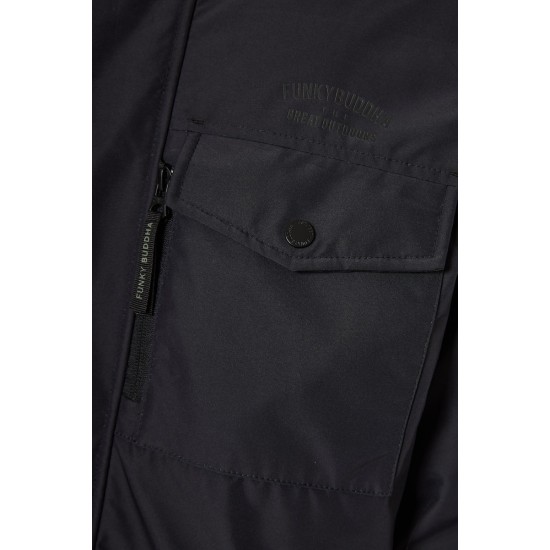 FUNKY BUDDHA FBM012-021-01 BLACK Ανδρικό puffer με αποσπώμενη κουκούλα