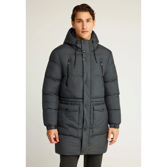 FUNKY BUDDHA FBM012-044-01 ANTHRACITE Ανδρικό puffer μπουφάν με κουκούλα