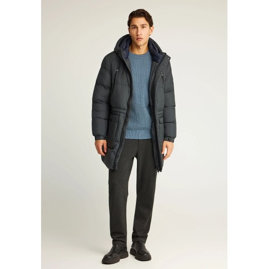 FUNKY BUDDHA FBM012-044-01 ANTHRACITE Ανδρικό puffer μπουφάν με κουκούλα