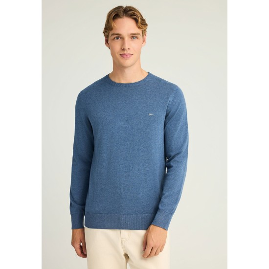 FUNKY BUDDHA FBM012-001-09 INDIGO MEL Ανδρικό βαμβακερό πουλόβερ