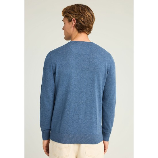 FUNKY BUDDHA FBM012-001-09 INDIGO MEL Ανδρικό βαμβακερό πουλόβερ