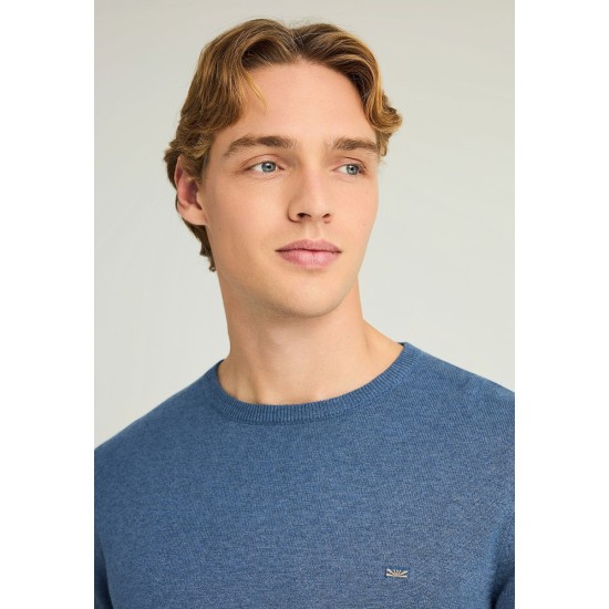 FUNKY BUDDHA FBM012-001-09 INDIGO MEL Ανδρικό βαμβακερό πουλόβερ