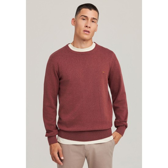 FUNKY BUDDHA FBM012-001-09 HENNA BROWN MEL  Ανδρικό βαμβακερό πουλόβερ