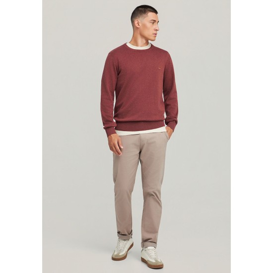 FUNKY BUDDHA FBM012-001-09 HENNA BROWN MEL  Ανδρικό βαμβακερό πουλόβερ