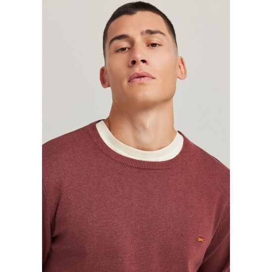 FUNKY BUDDHA FBM012-001-09 HENNA BROWN MEL  Ανδρικό βαμβακερό πουλόβερ