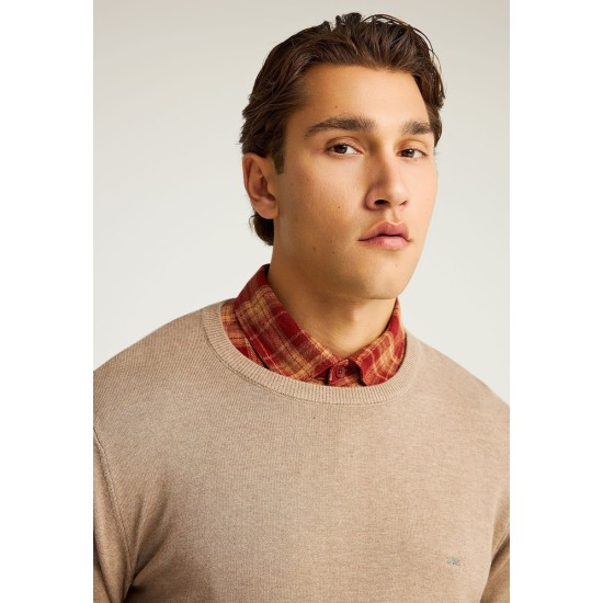 FUNKY BUDDHA FBM012-001-09 LT CIGAR  Ανδρικό βαμβακερό πουλόβερ