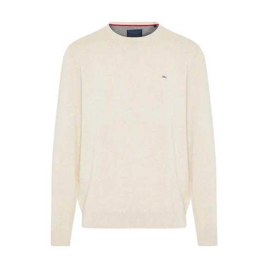 FUNKY BUDDHA FBM012-001-09 IVORY Ανδρικό βαμβακερό πουλόβερ