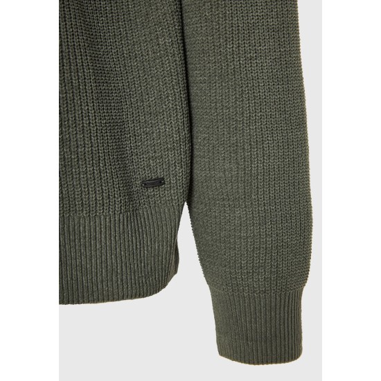 FUNKY BUDDHA FBM012-053-09 CEMENT Ανδρική πλεκτή μπλούζα με λαιμόκοψη