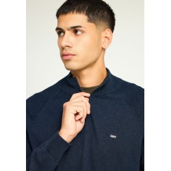 FUNKY BUDDHA FBM012-003-09 NAVY Πλεκτό πουλόβερ με φερμουάρ στο λαιμό FUNKY BUDDHA FBM012-003-09 NAVY Πλεκτό πουλόβερ με φερμουάρ στο λαιμό