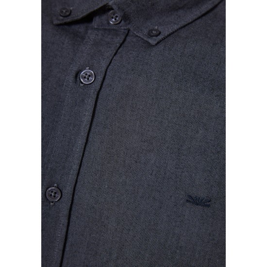 FUNKY BUDDHA FBM012-001-05 DK BLUE MELANGE Πουκάμισο μακρύ