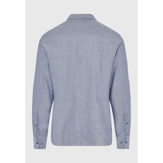 FUNKY BUDDHA FBM012-001-05 GREY MEL Πουκάμισο μακρύ