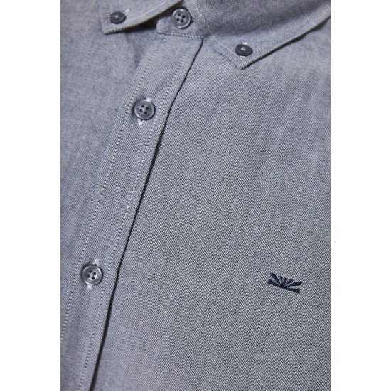 FUNKY BUDDHA FBM012-001-05 GREY MEL Πουκάμισο μακρύ