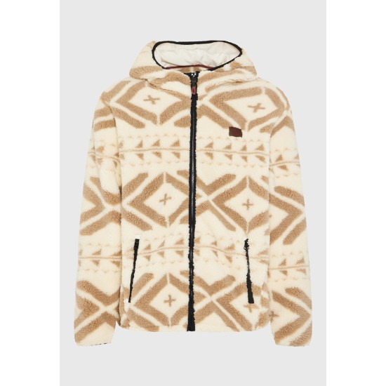 FUNKY BUDDHA FBM012-055-06 CLOUD CREAM Ζακέτα Fleece με Κουκούλα 