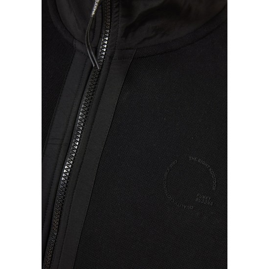 FUNKY BUDDHA FBM012-064-06 BLACK Ανδρική μονόχρωμη πικέ ζακέτα με φερμουάρ