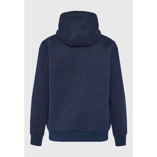 FUNKY BUDDHA FBM012-060-06 NAVY MELANGE Ζακέτα με κουκούλα σε πλεκτό ύφασμα