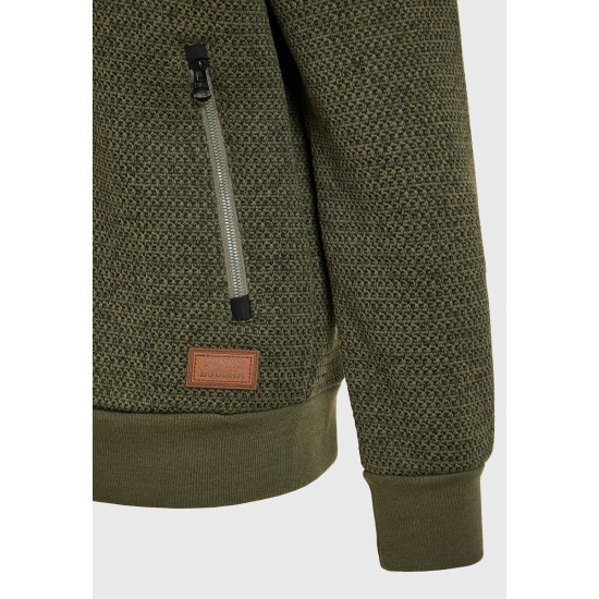 FUNKY BUDDHA FBM012-060-06 DUSTY OLIVE Ζακέτα με κουκούλα σε πλεκτό ύφασμα