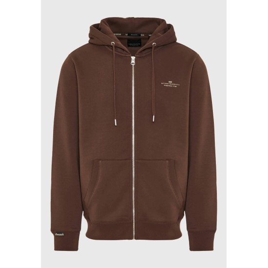 FUNKY BUDDHA FBM012-001-06 ESPRESSO Ανδρική φούτερ ζακέτα με κουκούλα